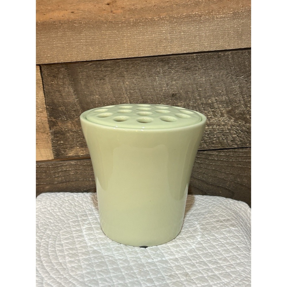 Southern Living Celadon Green Ceramic Vase With Removable Flower Frog